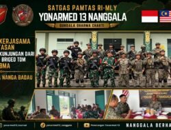 Pererat Kerjasama Pengamanan Batas Negara, Pos Gabma Nanga Badau Satgas Yonarmed 13/Nanggala Terima Kunjungan Panglima 3 Briged TDM