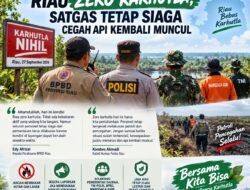 Riau Zero Karhutla, Satgas Tetap Siaga Cegah Api Kembali Muncul
