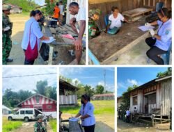 Satgas Yonif 645 GTY Pos Muara Nawa Laksanakan Kegiatan Yankes Ke Rumah Masyarakat Bersama Puskesmas Airu