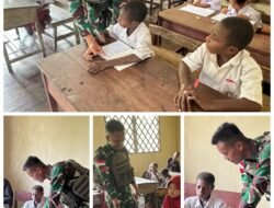 Satgas Pamtas RI-PNG Kewilayahan Yonif 516/CY Tanamkan Harapan Sebagai Gadik di SD Inpres Kampung Basyim